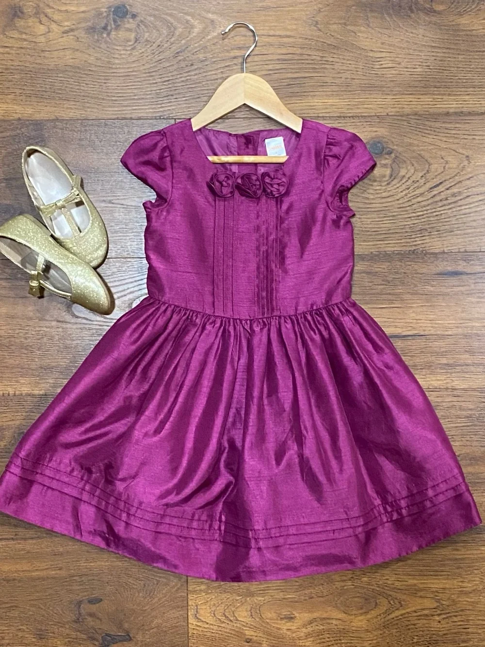 Gymboree Girls ‘Plum Party’ Dress with Rosette Trim Size 4